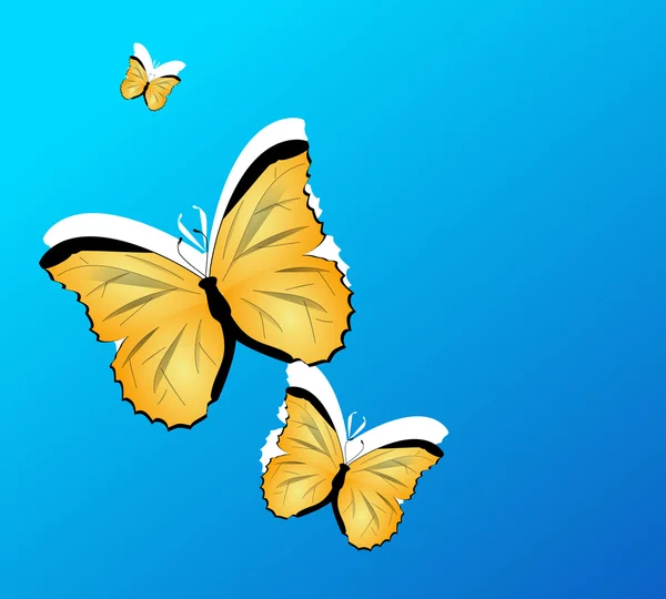 Fondo azul con mariposa amarilla — Foto de Stock