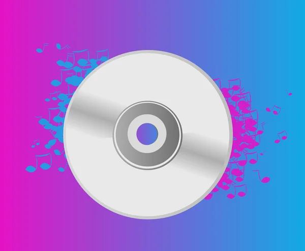 Music cd with blue pink notes and background — Stock Photo, Image