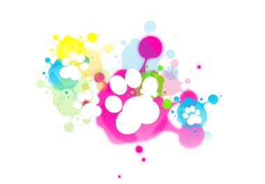 Renkli sıçrama beyaz pençeleri ile