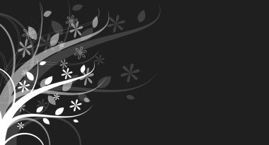 koyu arka plan üzerinde çiçek desenli