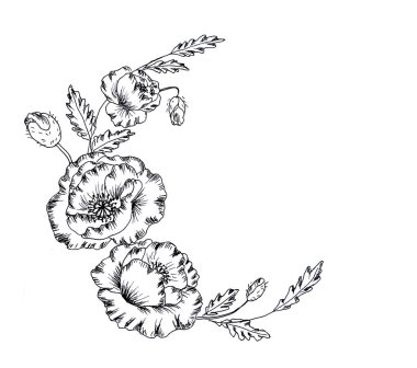 Yarım daire çiçekli gelincikli süsleme