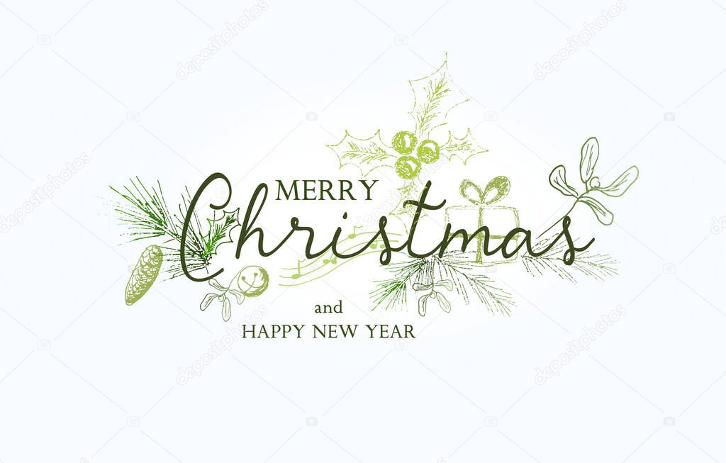 Greeting card to Merry Christmas with decoration