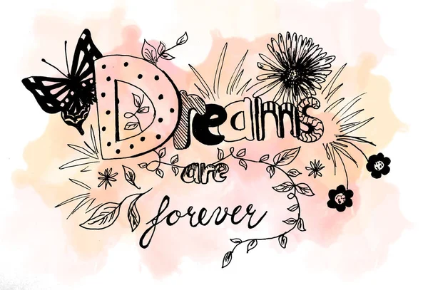 Illustration Text Dreams Forever Colorful — Stock Photo, Image