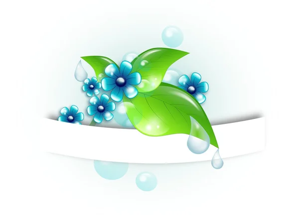 Blå blommor med gröna blad bakgrund — Stockfoto