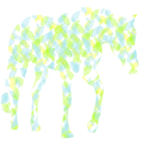 Silueta koně barevné listy — Stock fotografie