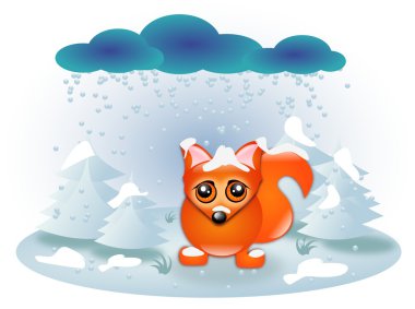 Kışın tatlı üzgün tilki