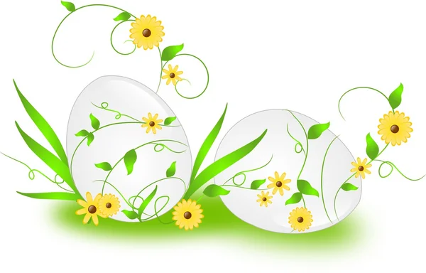 Пасхальные яйца с цветочными украшениями — стоковое фото