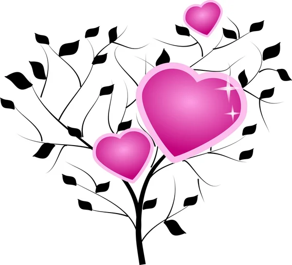 Tree with pink hearts — Stock Photo, Image