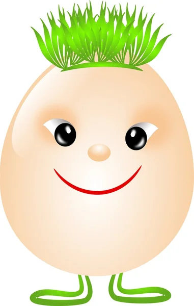 Huevo de Pascua con pelo de hierba loco — Foto de Stock
