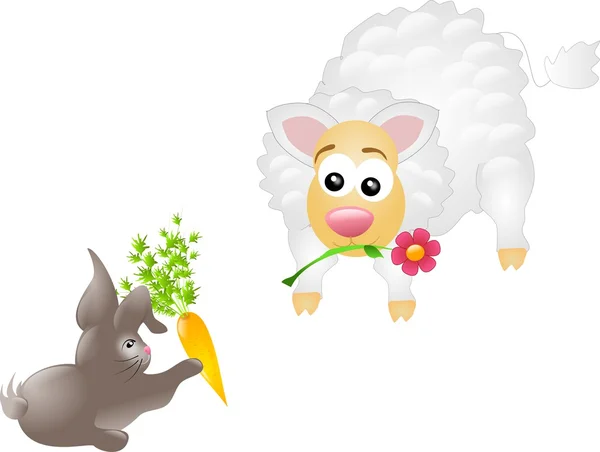 Conejo y oveja —  Fotos de Stock