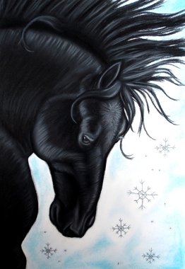 Black horse painting clipart