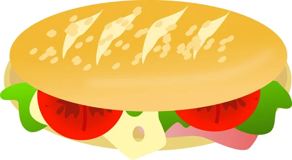Baguete com queijo e presunto — Fotografia de Stock