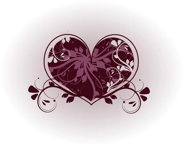 Floral dark purple heart — Stock Photo, Image
