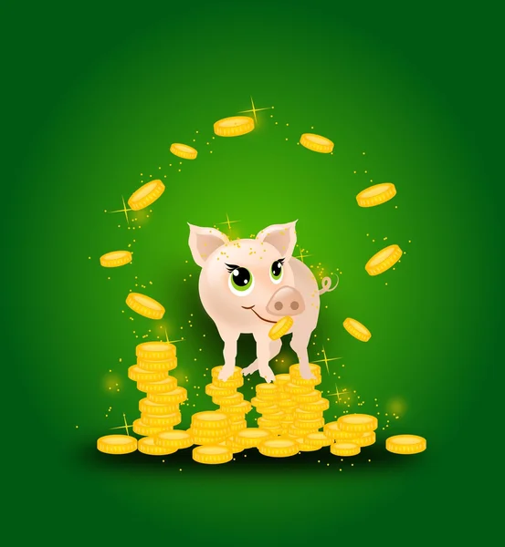 Pig on golden coins — Stock Photo, Image