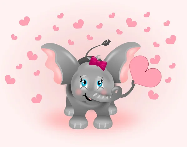 Симпатичний слон з рожевими серцями — стокове фото