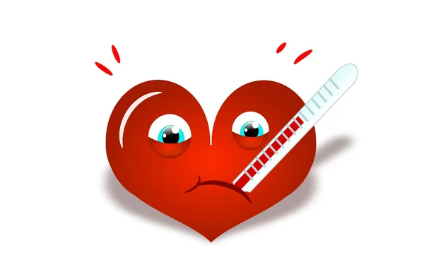 Gran corazón rojo con termómetro — Foto de Stock