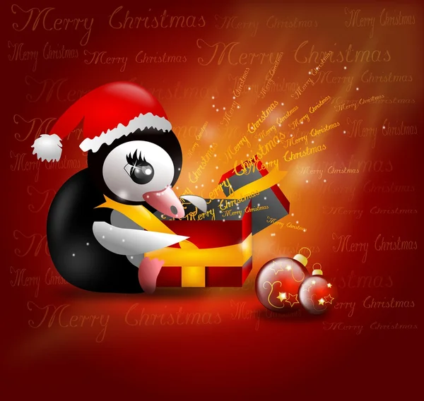 Penguin with gift — Stock Photo, Image