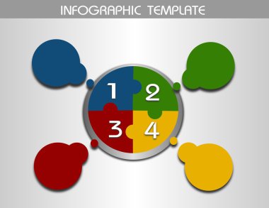 Bilgi grafik şablonu daire için dört adım