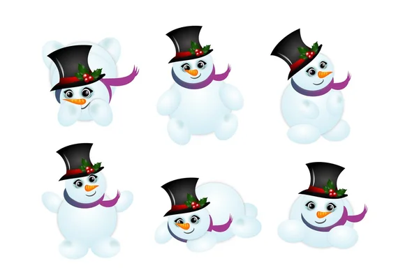 Sada roztomilý sněhuláci — Stock fotografie
