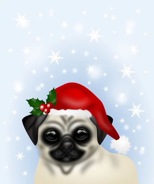 Kerstmis pug — Stockfoto