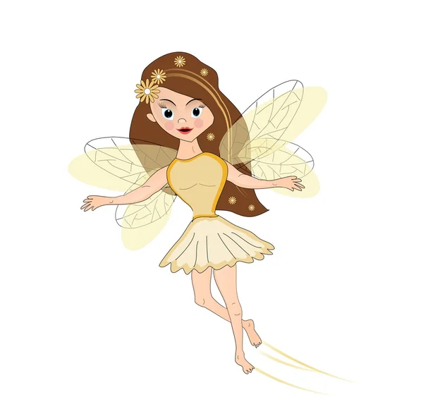 Yellow flying fairy — Stock Photo, Image