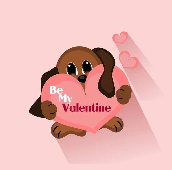 Be My Valentine dog with heart — Stock Photo, Image