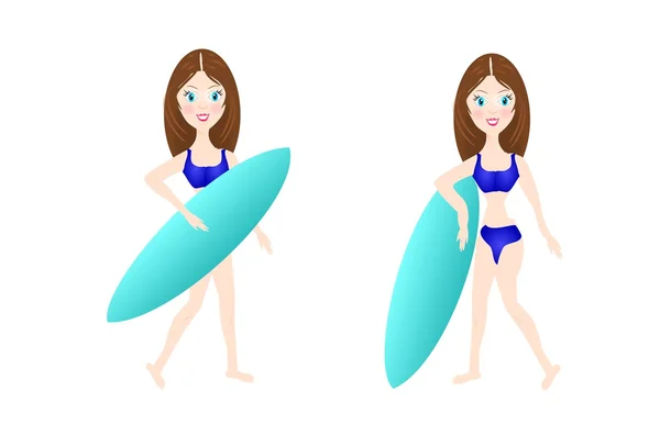 Young Woman with surf set — Stock Photo, Image