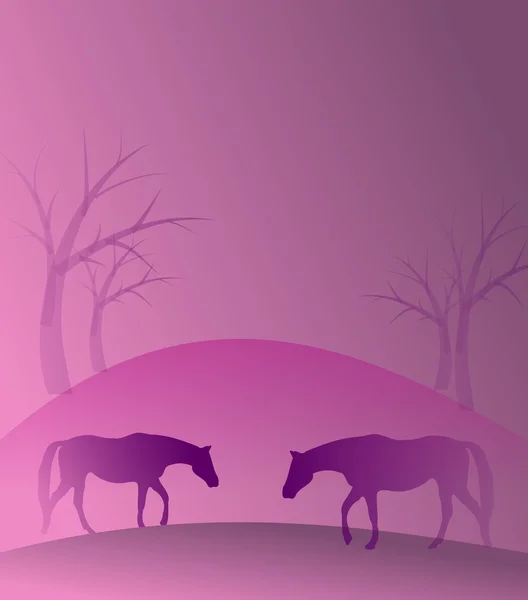 Pink romance met paarden — Stockfoto