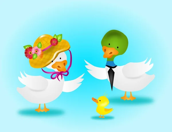 Family ducks — Stock Photo, Image