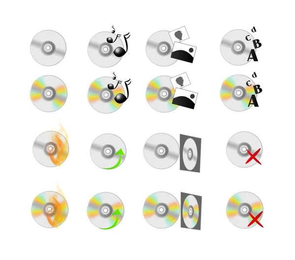 CD conjunto de ícones de discos — Fotografia de Stock