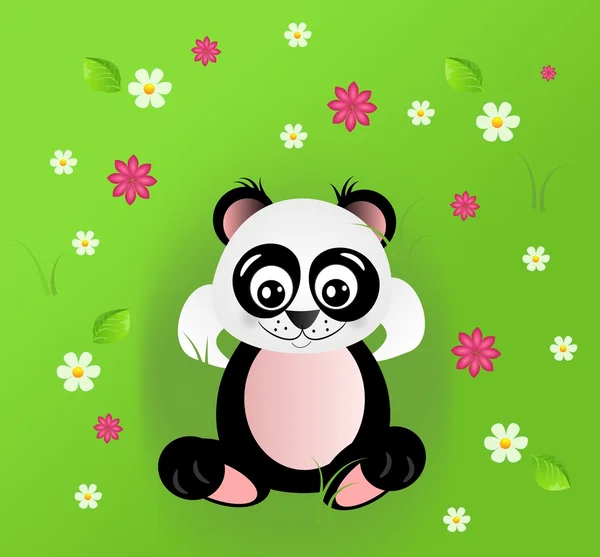 Cute panda in gras — Stockfoto