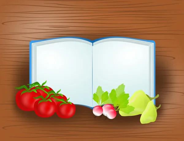 Libro de cocina con la etiqueta vegetal — Foto de Stock