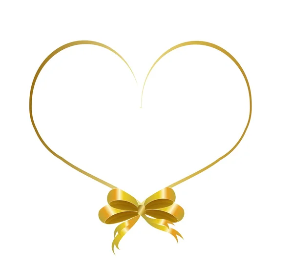 Golden heart ribbon — Stock Photo, Image