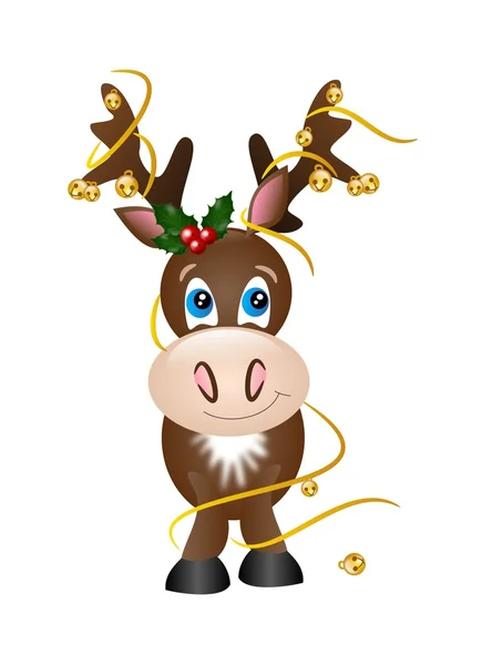 Reindeer with jingle bells — Stock Photo, Image