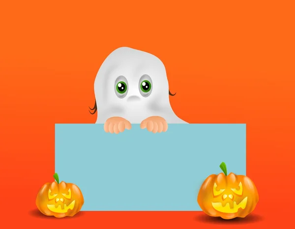 Halloween bakgrund med ghost — Stockfoto