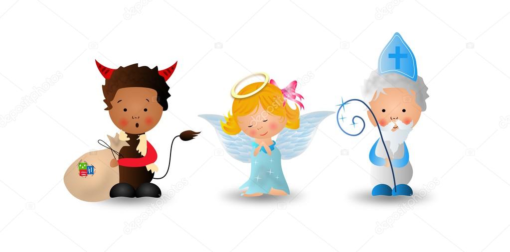 Saint Nicholas with angel and devil