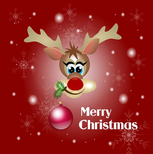 Reindeer with christms bulb greeting card — Stock Photo, Image