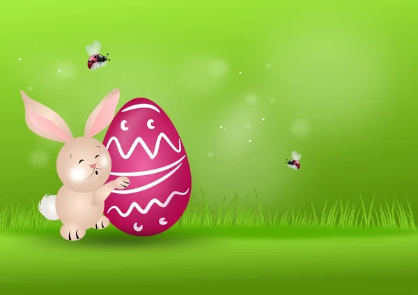 Easter rabbit on grassy background — Stock Photo, Image