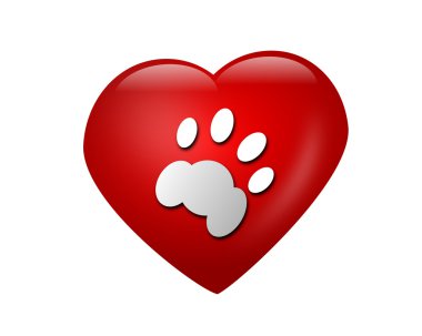 Köpek pençe ile kırmızı kalp