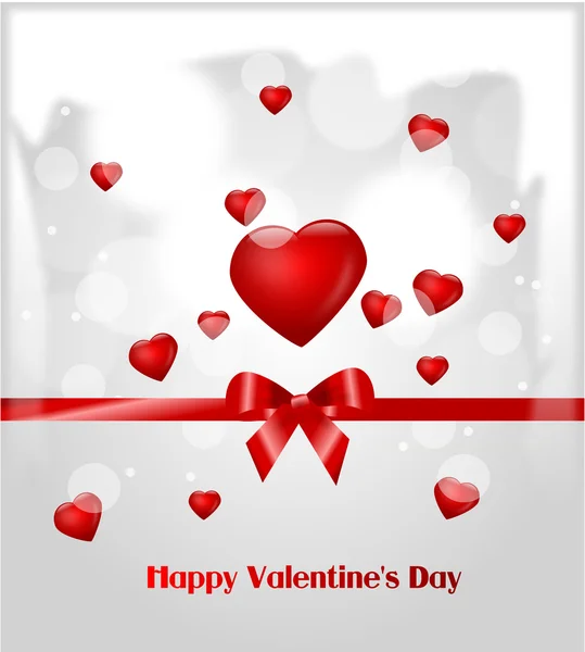Cartão de Valentim com corações vermelhos — Fotografia de Stock
