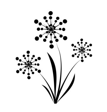 Çiçek dekorasyon siyah beyaz