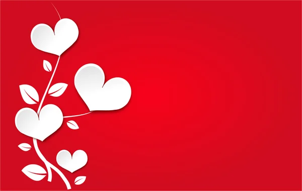 Red background with heart flower — Stock Photo, Image