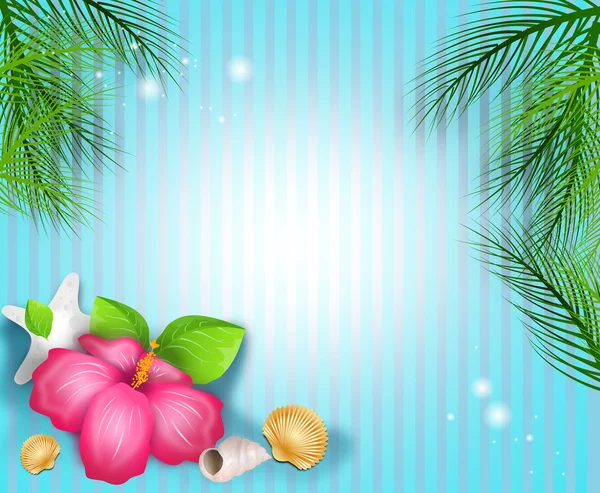 Sfondo tropicale con spiaggia e decorazione tropicale — Foto Stock