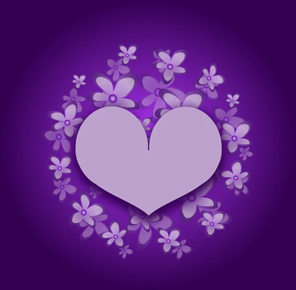 Purple floral heart — Stock Photo, Image