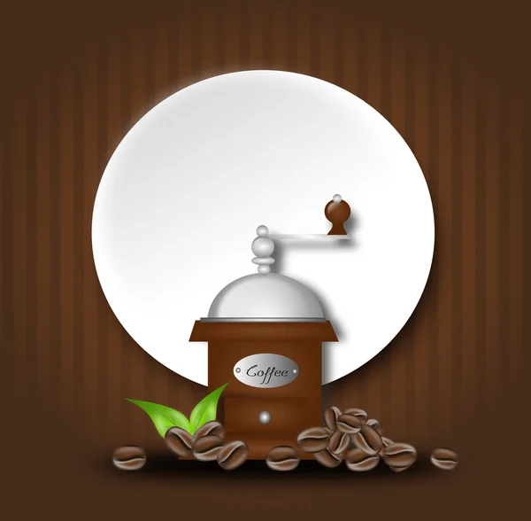 Fundo de café com grãos de café e moedor — Fotografia de Stock