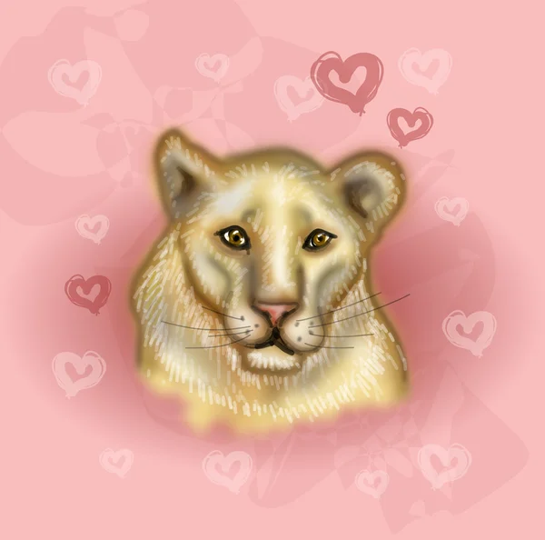 Ilustración de cabeza de león sobre fondo rosa — Foto de Stock