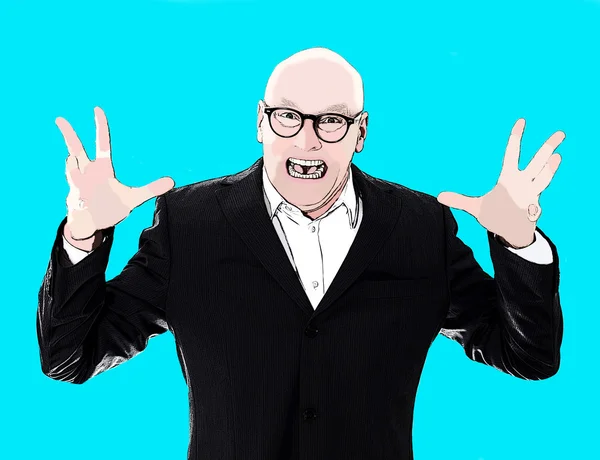 Retrato de arte pop del hombre de negocios gritando — Foto de Stock