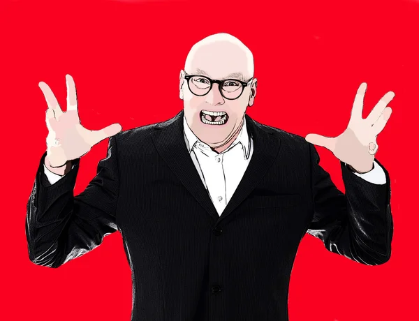 Retrato de arte pop del hombre de negocios gritando —  Fotos de Stock