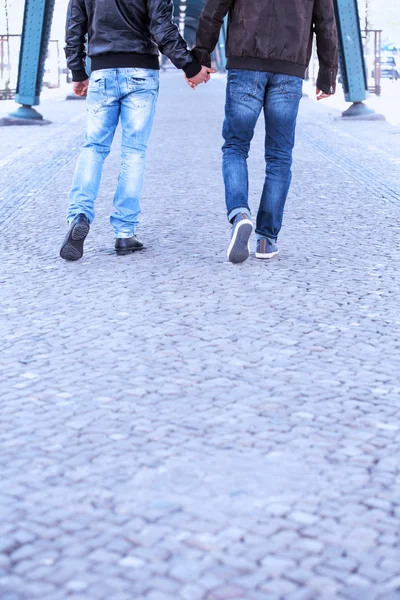 Two men holding hands — Stock Photo, Image