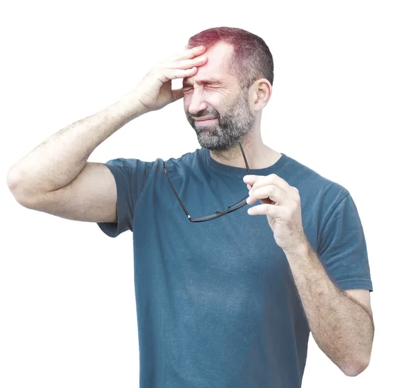 Retrato del hombre con dolor de cabeza — Foto de Stock